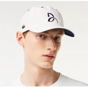 Unisex Lacoste RARE Novac DJOKOVIC white/blk HAT BLACK BULL LOGO CAP tennis golf